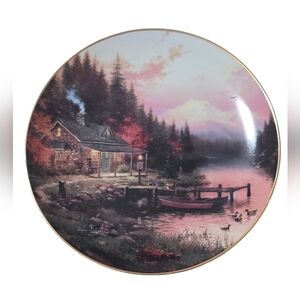 Thomas Kinkade Scenic Decorative Plate with Cabin and Lake